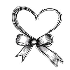 Abstract heart shape vector sketch illustration of a vintage love symbol