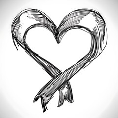 Abstract heart shape vector sketch illustration of a vintage love symbol