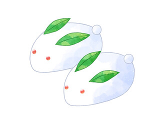 水彩風のかわいい雪うさぎ