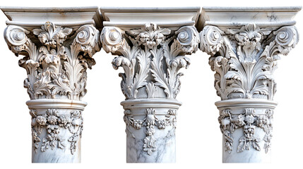 Obraz premium Greek columns set isolated on transparent or white background