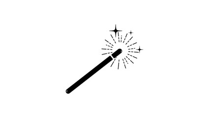 Magic wand, black isolated silhouette
