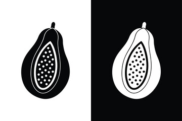Papaya Silhouette Icon. Half Slice Vector Design for Tropical Themes