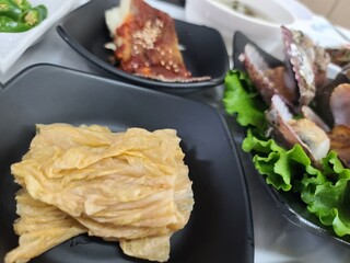 Korean traditional food. White kimchi. Not spicy