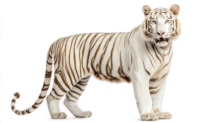 Fototapeta premium A white tiger stands on a white background