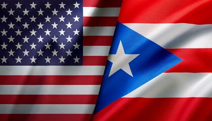 アメリカの国旗とプエルトリコの国旗(America flag & Puerto Rico flag.)
