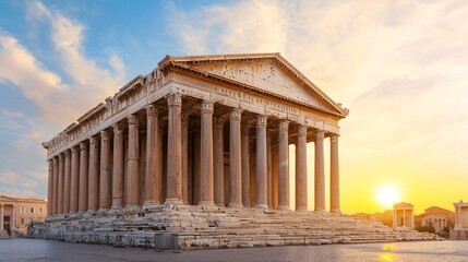 Obraz premium Ancient Temple Ruins at Sunset.