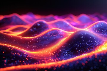 Obraz premium Abstract digital waves in vibrant colors, representing technology and connectivity