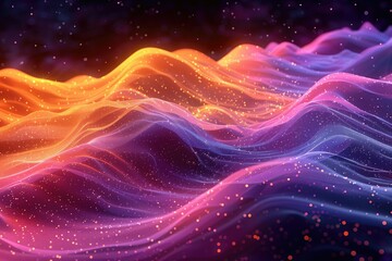 Obraz premium Abstract digital waves in vibrant colors, representing technology and connectivity