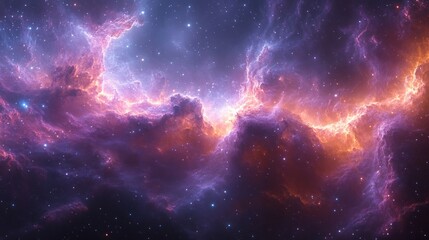 Cosmic Nebula with Glowing Gas and Stars