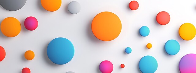  3D simple flat vector illustration design on a white and grey background design with colorful circles and a circular chart design, a minimalistic and simple design 