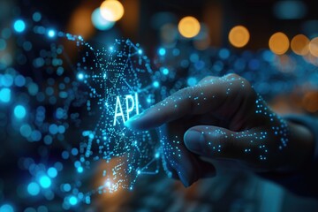 "API" text, vector graphic font only, tech appearance