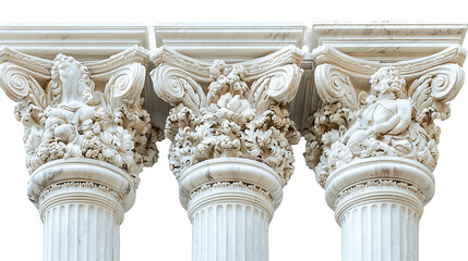 Obraz premium Greek columns set isolated on transparent or white background
