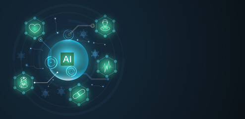 Artificial intelligence healthcare abstract background. Futuristic technology medical