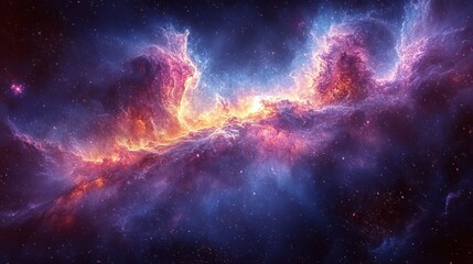 Fototapeta premium A Cosmic Nebula with Vibrant Hues and Twinkling Stars