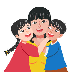 Kids hugs they mother