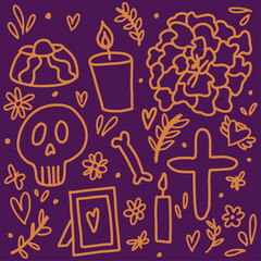 Patrón Día de los Muertos hecho a mano, tradicional mexicano, 2 de noviembre