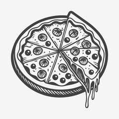 Pizza Silhouette Vector Illustration Isolated on White Background with Classic and Modern Style Elements