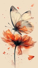 Delicate butterfly perched on vibrant flower, exuding beauty and tranquility, perfect for nature lovers and art enthusiasts.