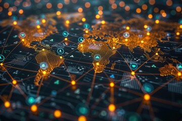 An abstract representation of social media icons interconnected in a web 