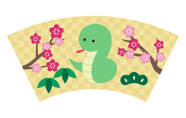 かわいい蛇の正月飾りのベクターイラスト　巳　巳年　干支　年賀状　