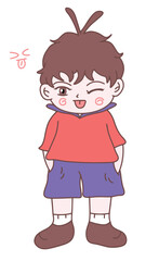 Little boy sticking out his tongue, illustration vector, eps, cartoon