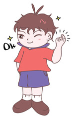 The little boy gave an expression of agreementม illustration vector, eps, cartoon