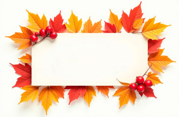 Obraz premium A banner with autumn yellow leaves and a place for the Sale text. Autumn sale, banner for advertising. Autumn landscape in orange, background. Mockup.