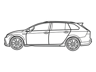 Car side view line art illustration