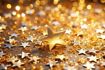 A dazzling sequin floor adorned with white and gold sparkling particles, creating a glistening confetti backdrop perfect for holiday celebrations and festive events.