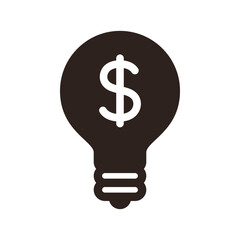 Light bulb with dollar sign. Electricity price icon. Financial idea concept