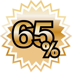 Golden  percent off flat cartoon style vector logo concept.  sale isolated icon on black background. Thirty percent discount for business. Vector illustration