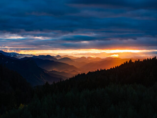 Sunset Time in the Mountains Drone Photo, Savsat Artvin, Turkiye (Turkey)