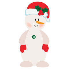 Vintage snowman  vector cartoon flat style illustration