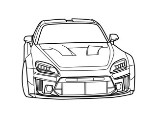 Obraz premium Sports car line art illustration
