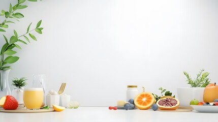 Vibrant display of fresh fruits and drinks on table