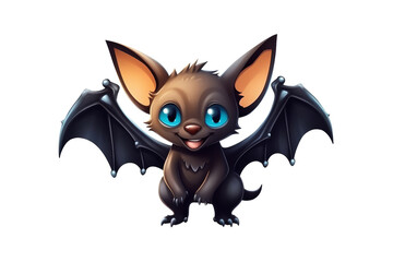 Obraz premium Funny cartoon bat isolated on transparent background.