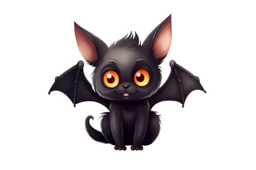 Funny cartoon bat isolated on transparent background.