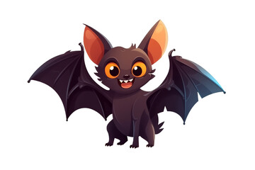 Funny cartoon bat isolated on transparent background.