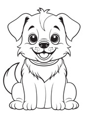 Dog Character Vector, Coloring Book Page with Dog, Coloring page outline of a cute dog, coloring page with Animal character eps 10