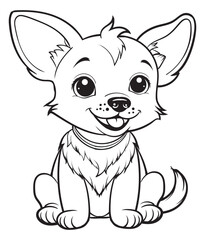 Dog Character Vector, Coloring Book Page with Dog, Coloring page outline of a cute dog, coloring page with Animal character eps 10