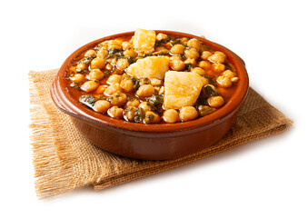 Garbanzos con bacalao y espinacas
