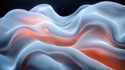 Obraz premium Abstract representation of flowing fabric with soft curves and gentle highlights in a gradient of white and light orange tones