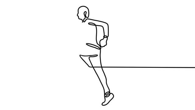 Continuous line athletic sport run competition on time lapse
