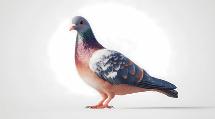 Fototapeta premium Passenger Pigeon Realistically Illustrated on White: Reviving the Memory of an Extinct Wonder