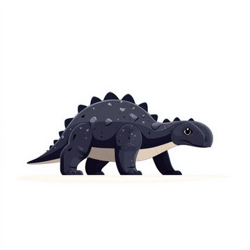 Cute cartoon dinosaur illustration featuring black Panoplosaurus with spikes. This modern design showcases its unique features and playful expression
