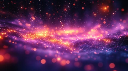 Fototapeta premium Abstract Purple and Orange Glitter Background with Bokeh Lights