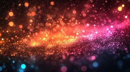 Fototapeta premium Colorful abstract background featuring vibrant particles and soft glows in warm hues, creating a dynamic and energetic atmosphere