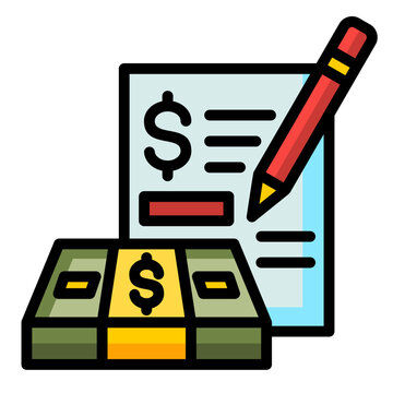 money and document with pen icon clip art preview