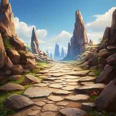 Animated financial milestones path of stones concept of progress
