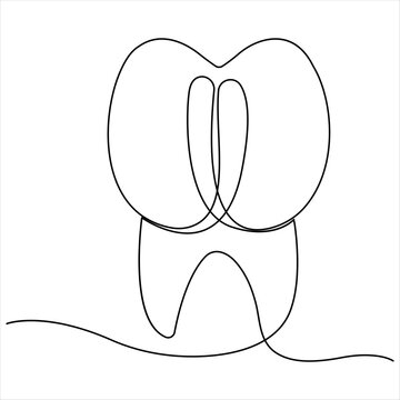 recommend clip art: Single line continuous drawing of tooth simple dental tooth line art vector illustration dentist stomatology medical concept